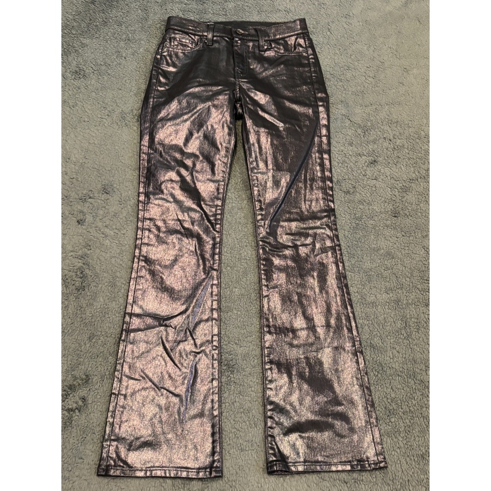 GAP Metallic Baby Boot Mid Rise Jeans Womens 25/0 Silver Casual Stretch